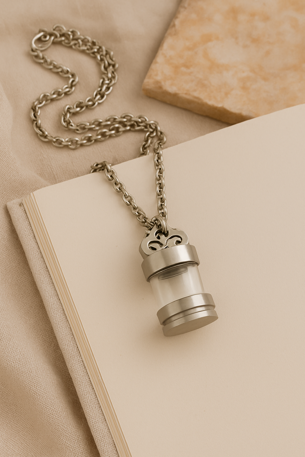 Glass Cylinder Cremation Pendant Necklace