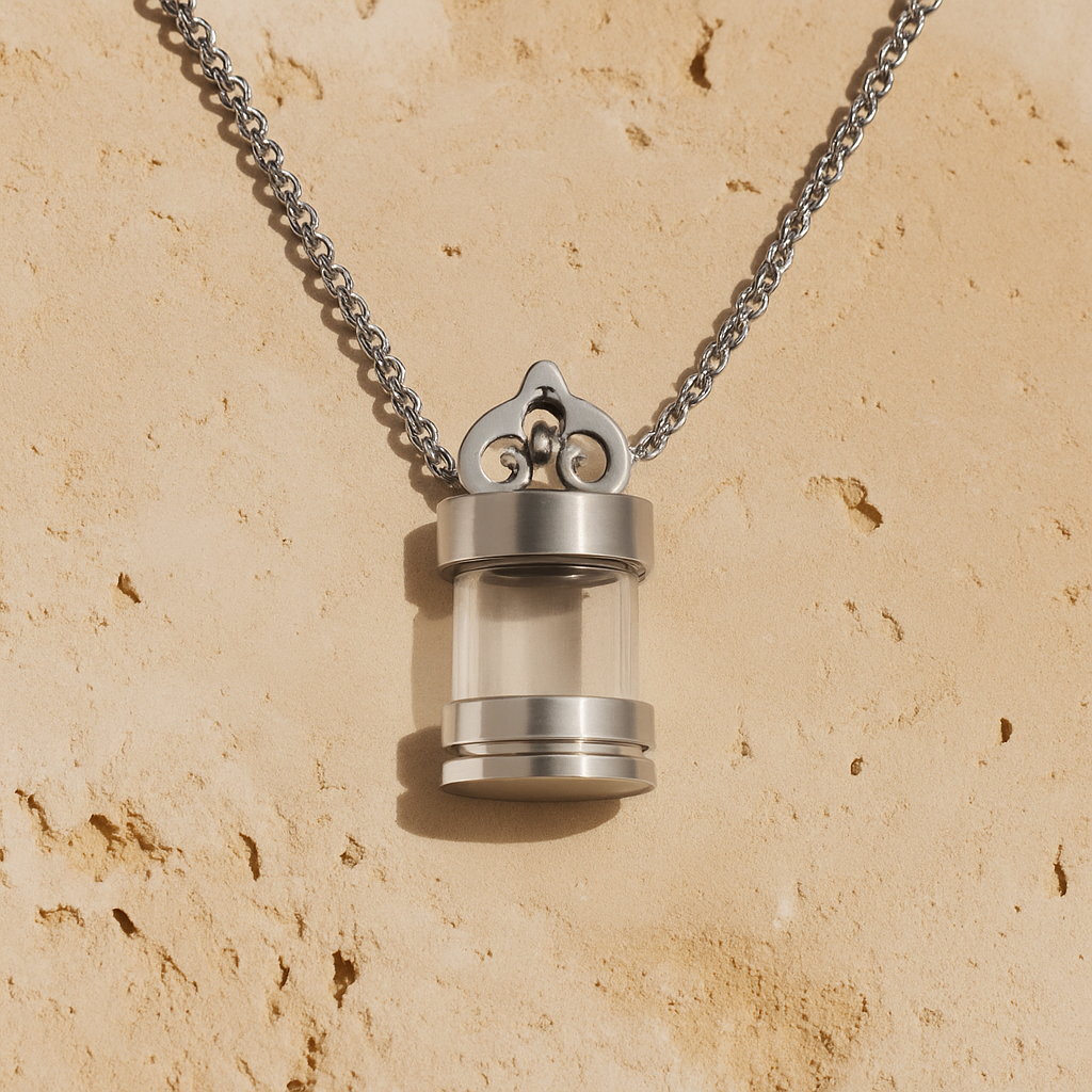 Glass Cylinder Cremation Pendant Necklace